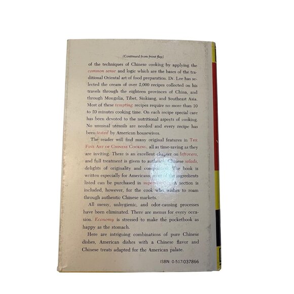 The Fine Art Of Chinese Cooking Dr. Lee Su Jan Hardcover 1977 Over 200 Recipes - Picture 2 of 12
